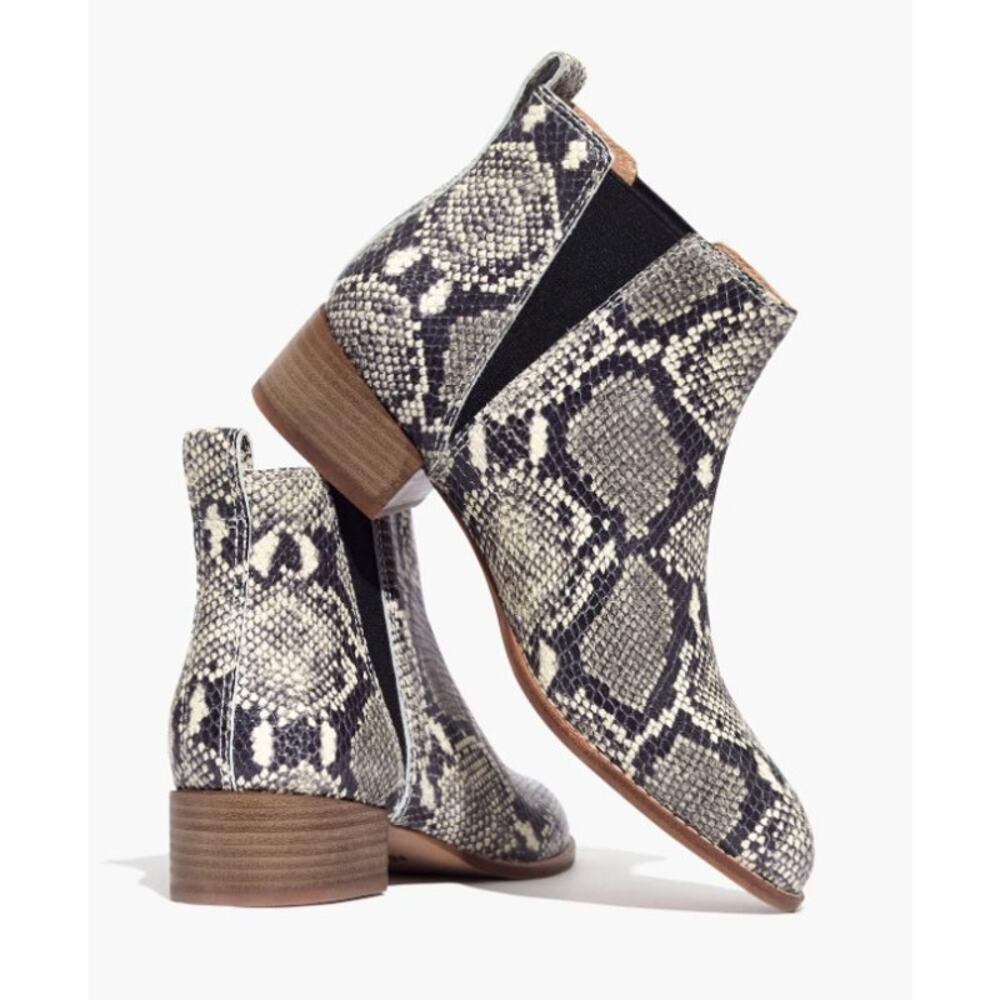 MADWELL black white snake embossed leather heeled Carina booties boots shoes